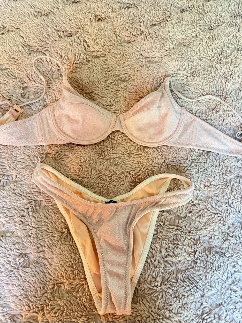 triangl swimwear Peach Textured Bikini Set